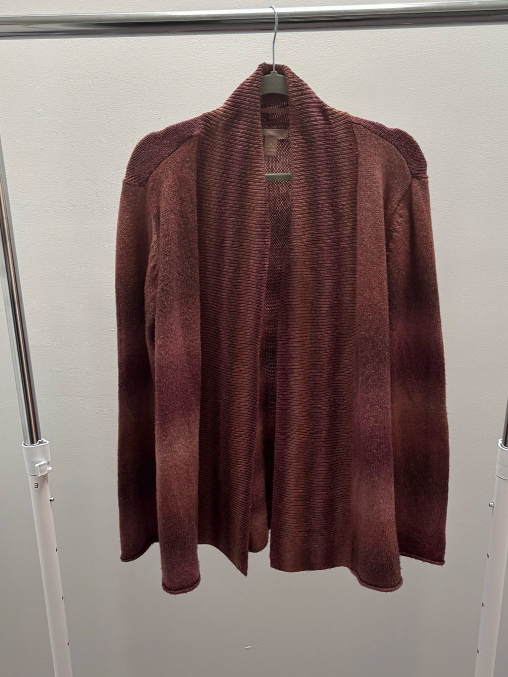White Stag Burgundy Gradient Pattern Open Front Knit Cardigan